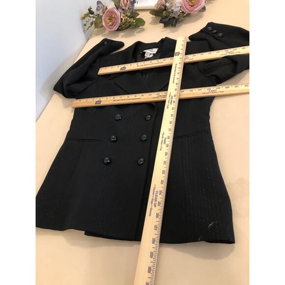 Mark Edwards Women Jacket Size 6 Lapel Notch Double Breasted Metallic Striped - Picture 7 of 9
